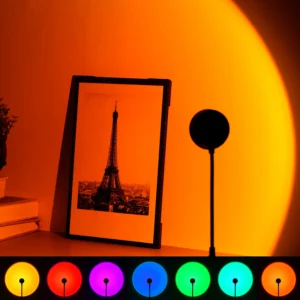 Sunset projection lamp, seven colors changeable, USB decorative sunset atmosphere lamp, suitable for home living room bedroom