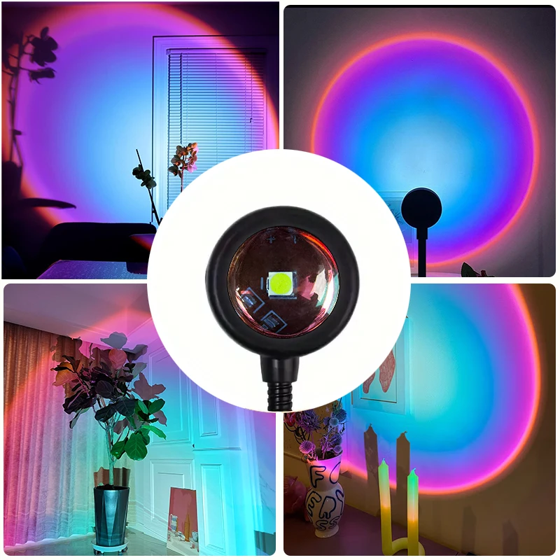 Rainbow projection lamp, USB decorative sunset atmosphere lamp, multi-angle rotatable, suitable for home living room and bedroom - Image 3