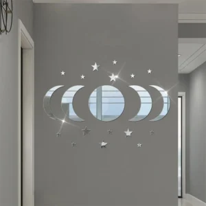 20pcs Acrylic Star & Moon Wall Stickers Lenses for Living Room Bedroom Decor Creative Night Sky Theme Wall Decals