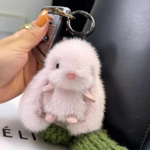 Cute Fluffy Rabbit Keychain Ring Plush Pompon Bunny Bag Pendant For Couple Car Key Ring Jewelry Gifts